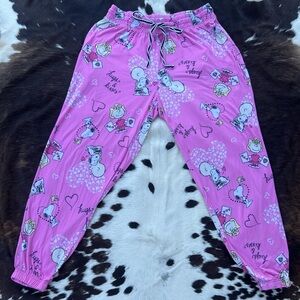 Peanuts Snoopy pink black multicolor cartoon soft loungewear sleepwear joggers